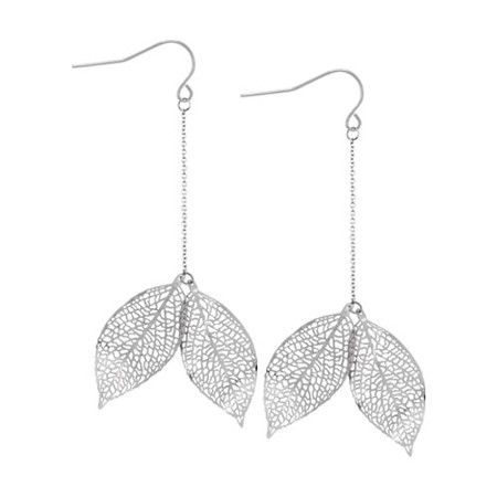 Steel Chain Dangles with Filigree Leaf - Click Image to Close